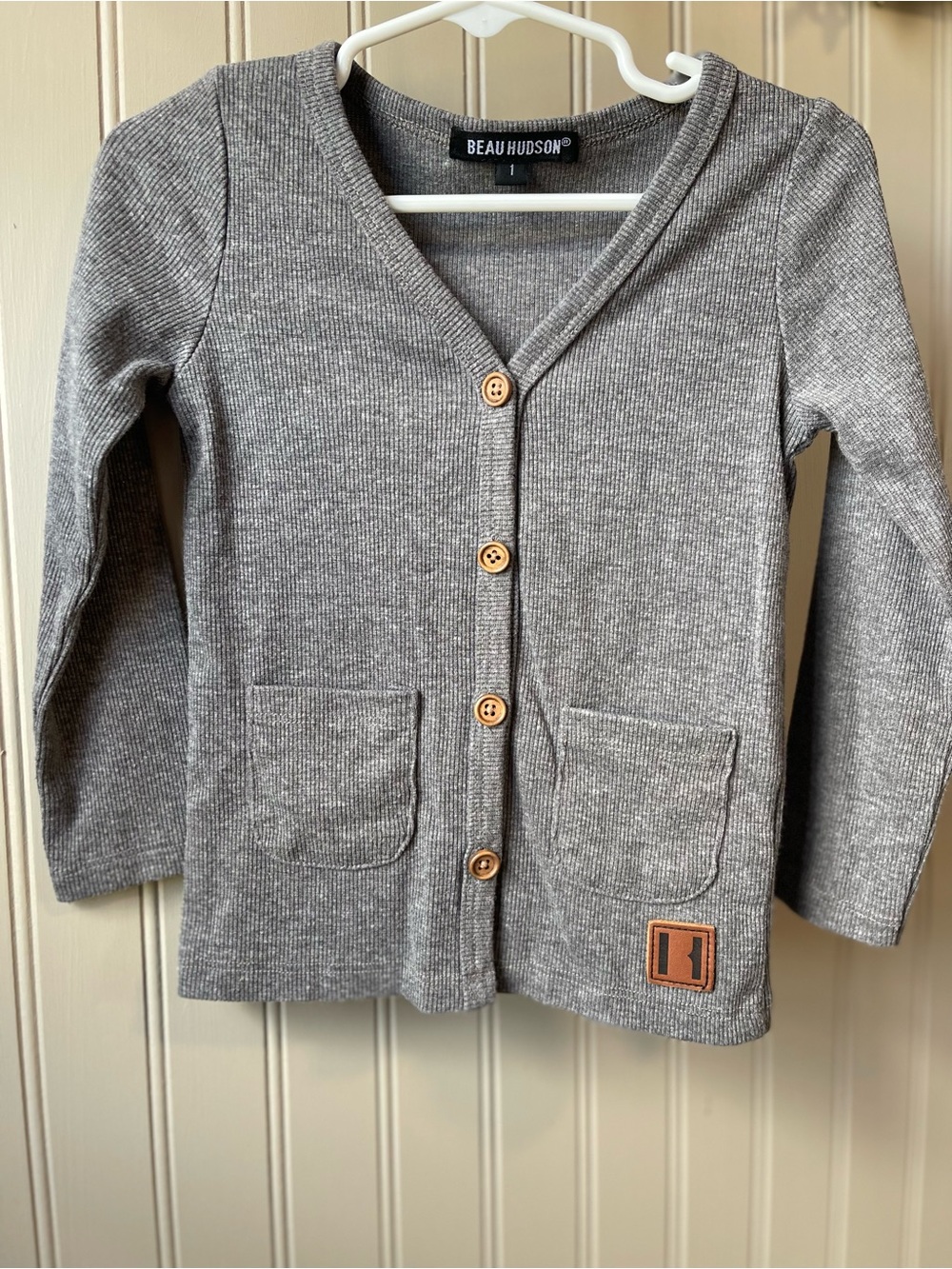 Beau Hudson Jeans Kids' Gray Ribbed Button Cardigan